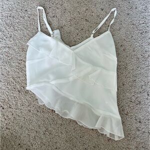 glassons white ruffle tank top